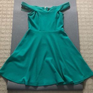 Off the shoulder green dress